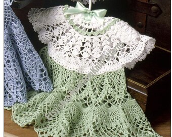 Baby Lace Dress Vintage Crochet Pattern Pretty Pineapple Party Christening Special Occasion Dress Newborn- 12 M Instant Download PDF - 3890