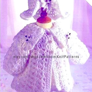 Crochet Baby Jacket and Hat Vintage Crochet Pattern PDF Baby Girl Crochet Set Coat Cardigan Hat 0-12M 16-20'' Instant Download PDF - 2185