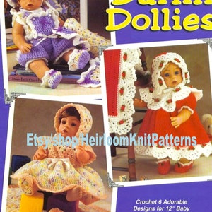 28 Pieces/ 6 Outfits for 12'' Baby Doll Syndee Vintage Crochet Pattern PDF Dress Boy's Outfit Nightgown Blanket Instant Download PDF - 2795