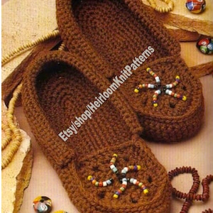 Moccasins Vintage Crochet Pattern PDF Ladies Kids Boy Girl Family Slippers House Shoes Socks Christmas Gift Idea Instant Download PDF - 3078