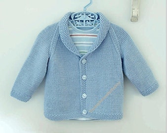 Classic Baby Boy Cardigan Vintage Knitting Pattern Toddler Jacket Shawl Collar 6- 12; 12- 18; 18- 24; 24- 36 Mths Instant Download PDF - 173