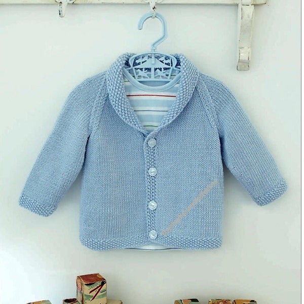 Classic Baby Boy Cardigan Vintage Knitting Pattern Toddler Jacket Shawl Collar 6- 12; 12- 18; 18- 24; 24- 36 Mths Instant Download PDF - 173