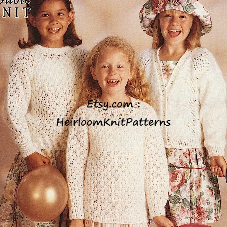 6 Styles Girl Cardigan Cape Tunic Bolero Sweater Vintage DK Knitting Pattern 20-30'' Confirmation Wedding Party Instant Download PDF 105 image 2
