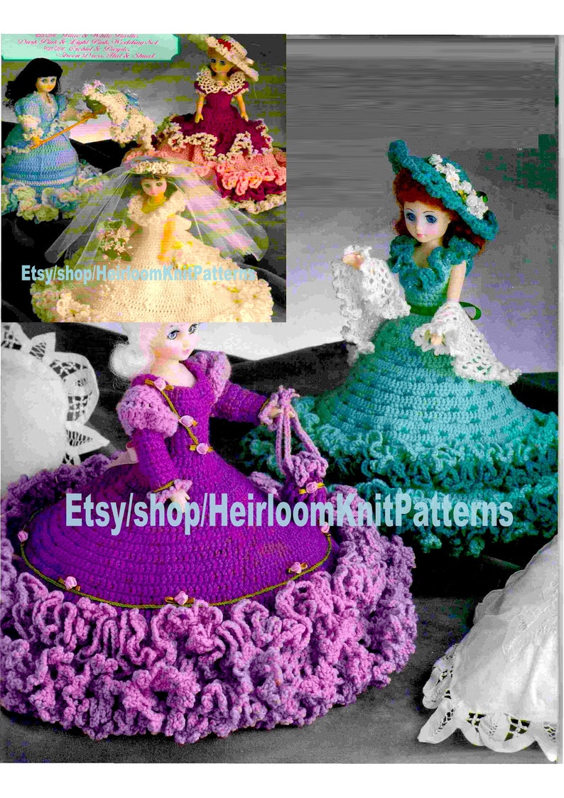 5 Designs Bed Doll Dresses Crochet Pattern PDF for 13 Dolls Etsy