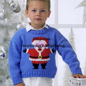 Baby Child Santa Sweater Jumper Knitting Pattern 20- 30'' Inch DK 8ply Pattern Boy Girl Christmas Picture Pullover Instant Download PDF - 29