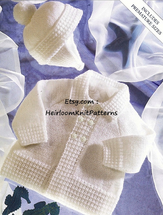 T 94 BABY/'S MATINEE COAT~BONNET~DOUBLE KNITTING~SIZE 14-20/" KNITTING PATTERN~