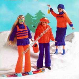 Fashion Doll Clothes Vintage Knitting Pattern 11&#39;&#39; Fashion Doll Outfits Sweaters Tank Top Skirt Trousers Hat Bag Instant Download PDF - 3934
