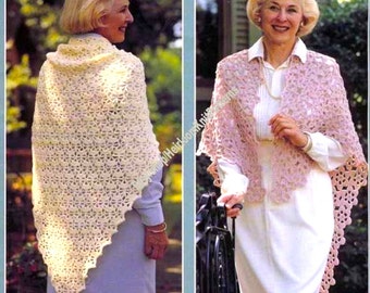 5 Designs Women's Shawls Vintage Crochet Pattern PDF Ladies Crocheted Wrap Prayer Shawl Baby Shawl Gift Idea Instant Download PDF - 3044