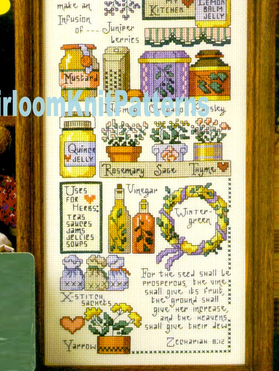 Herbs & Tea ABC Sampler Vintage Cross Stitch Pattern PDF Herbal Country ...