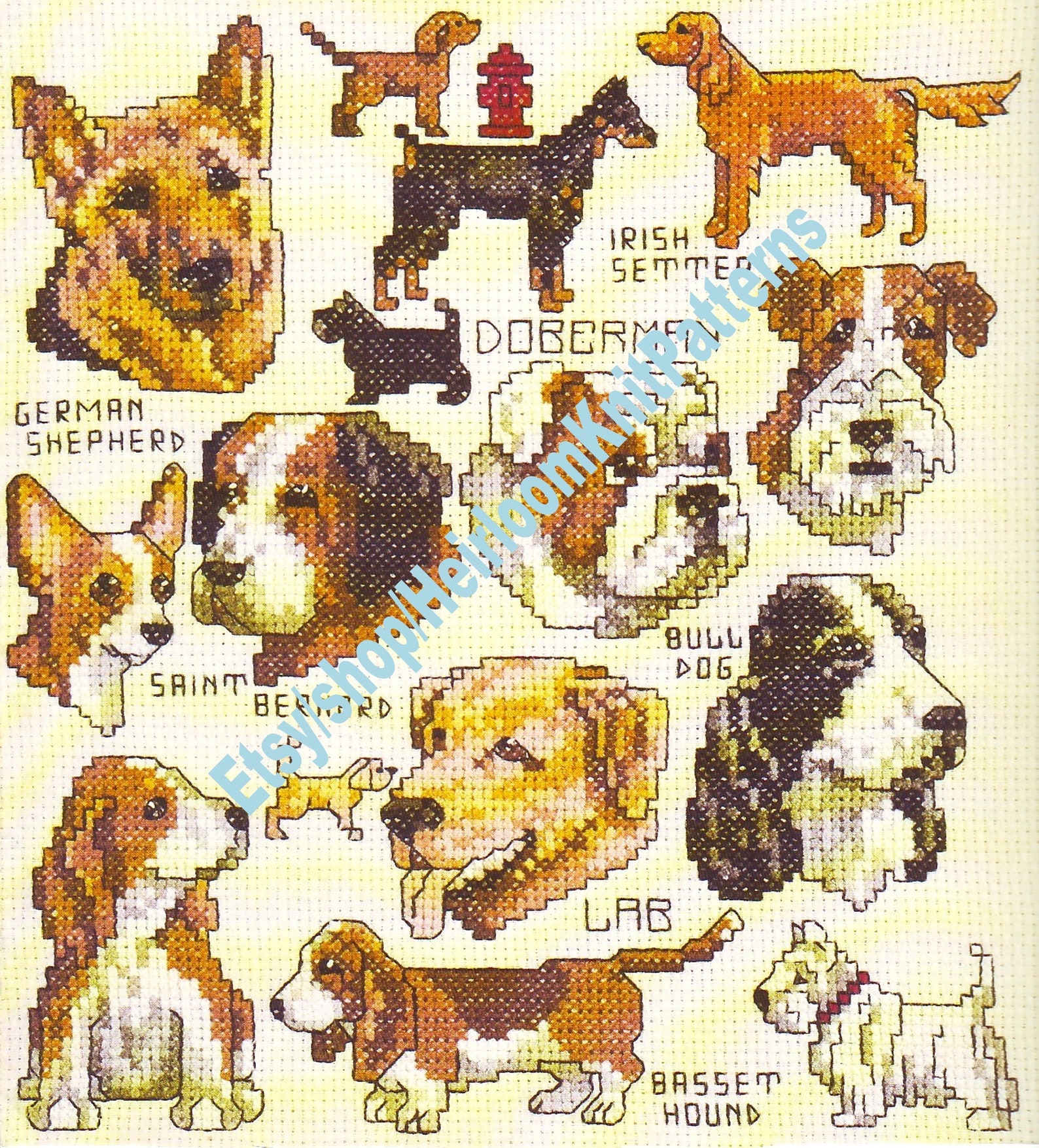 30 Dog Puppy Breeds Vintage Cross Stitch Pattern Small Motif Etsy