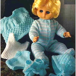 6 Pieces Doll Clothes Knitting Pattern Vest Pants Sleeping Suit Angel Top Bonnet Height 12'' 14'' 16'' 18'' Inch Instant Download PDF - 440