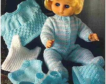 6 Pieces Doll Clothes Knitting Pattern Vest Pants Sleeping Suit Angel Top Bonnet Height 12'' 14'' 16'' 18'' Inch Instant Download PDF - 440