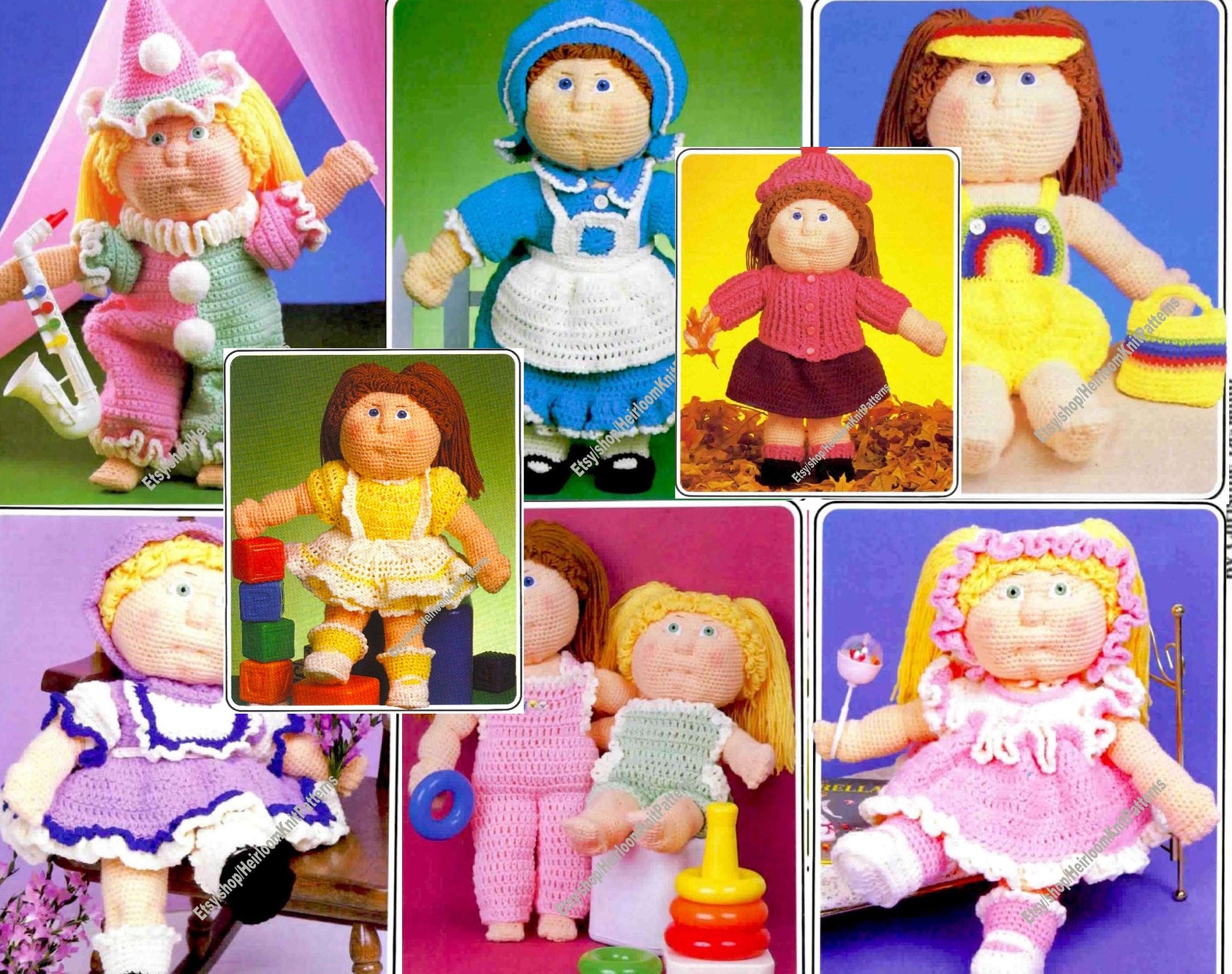 Vintage Crochet Playbabies Doll Patterns Yarn Head Baby Toothie Ruthie  Cabbage Patch Doll Designs PDF Instant Digital Download 4 Ply