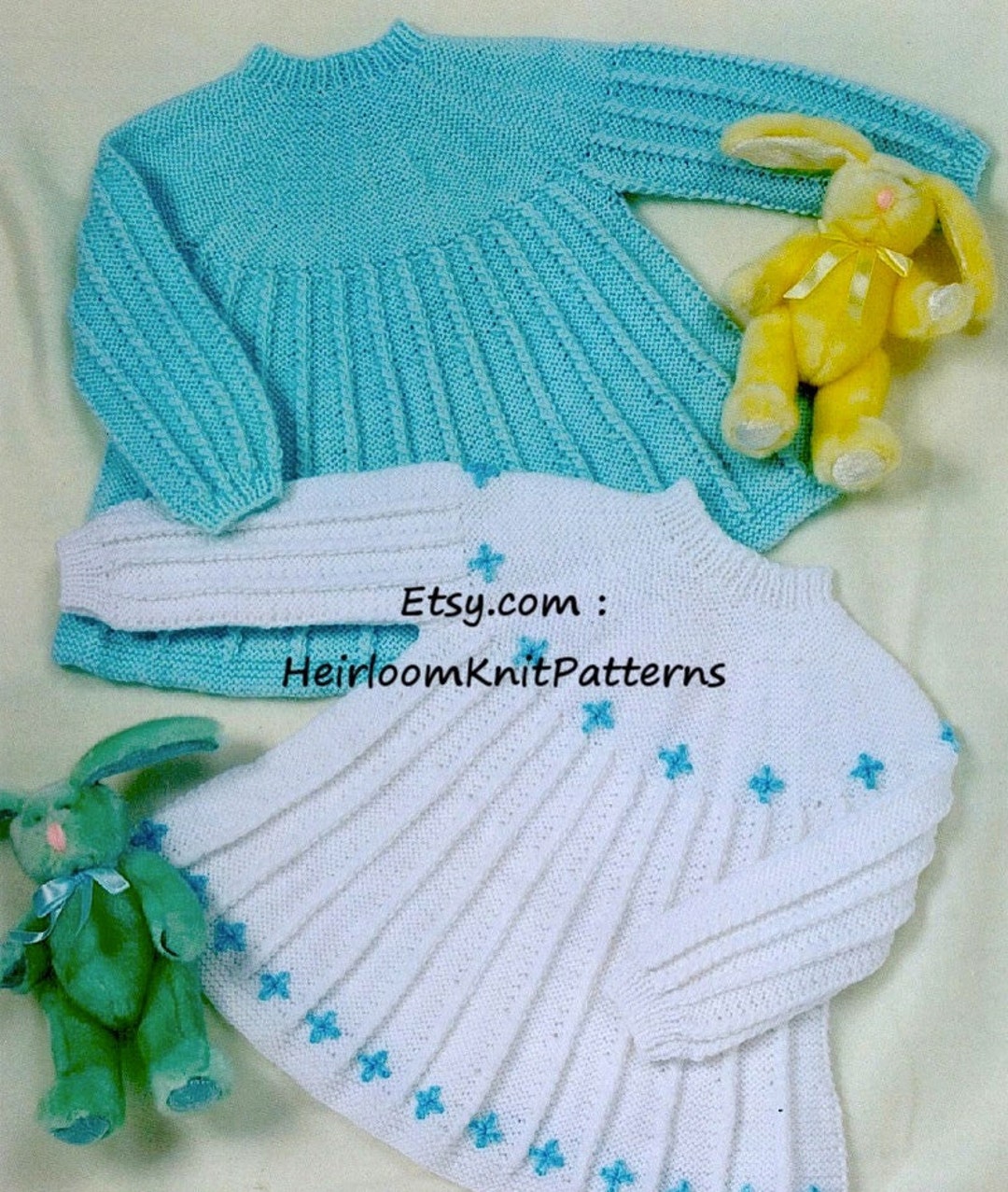 Baby Dress Vintage Knitting Pattern PDF Baby Girl Long-sleeved Dress Pattern 16 22'' 0 2 Years ...