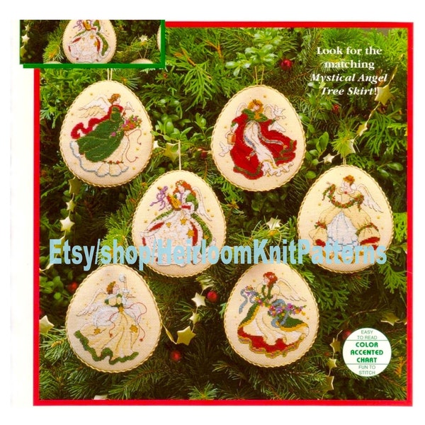 6 Angel Ornaments Counted Cross Stitch Pattern PDF Angel Designs Small Christmas Motif Tree Ornaments Embroidery Instant Download PDF - 2504