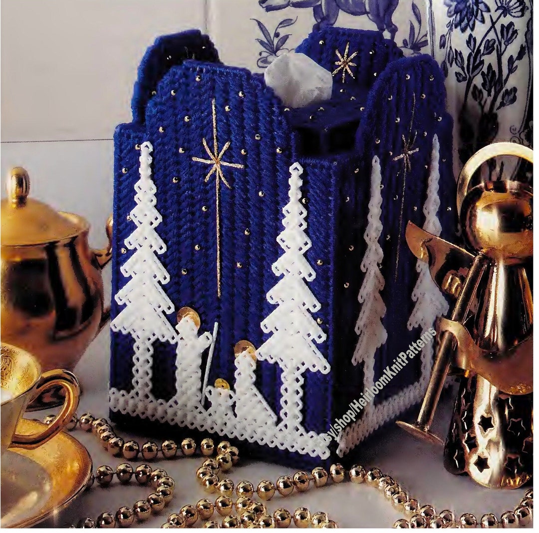 Musical Nativity Tissue Box Cover Vintage Plastic Canvas Pattern ...