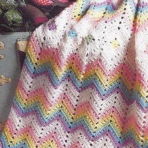Baby Ripple and Diamond Afghan Blanket Vintage Crochet Pattern PDF Boy Girl Wave Chevron Afghan Cover Sport Yarn Instant Download PDF 2958 image 2