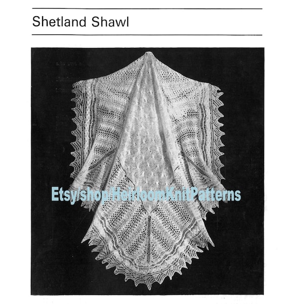 Shetland Lace Shawl Vintage Knitting Pattern PDF Classic
