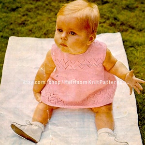 Baby Girl Dress Vintage Knitting Pattern Toddler Summer Beach Dress 18- 20- 22'' inch Size 6 mths 12 mths 2 years Instant Download PDF- 2037