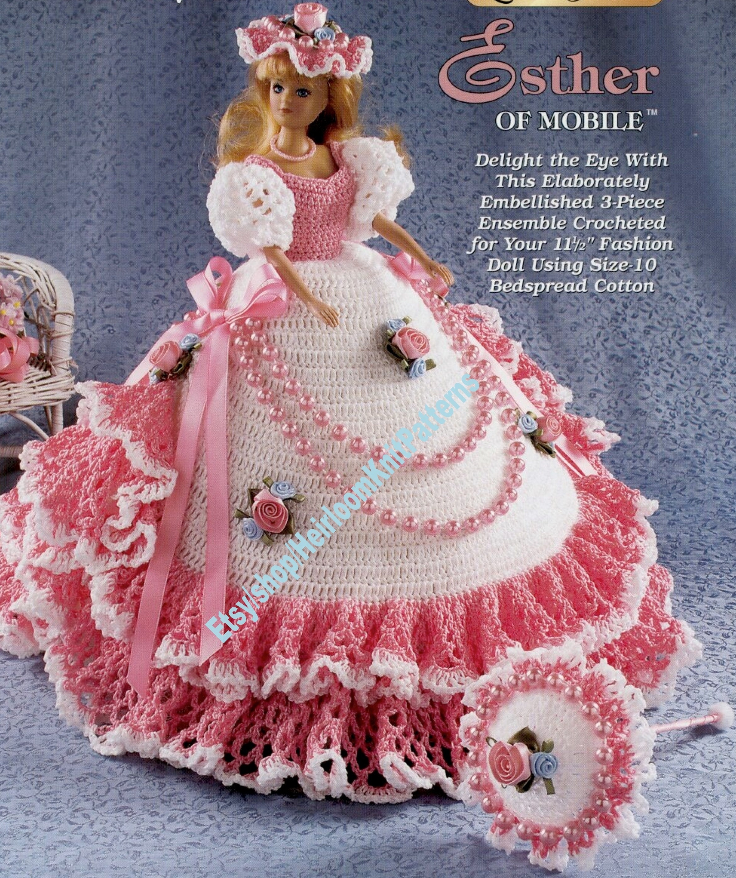 Fashion Doll Dress Gown Vintage Crochet Pattern PDF Pink | Etsy