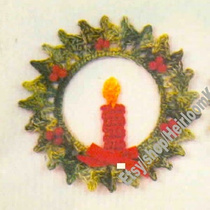 Candle in Wreath Thread Ornaments Vintage Crochet Pattern Wall Home ...