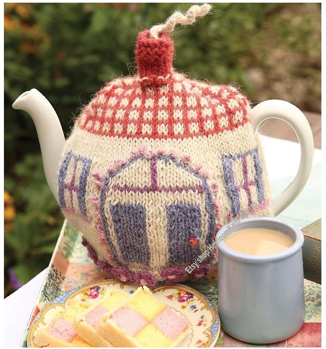 Tea Cosy Vintage Knitting Pattern Country Cottage Tea Cozy Knitted Tea