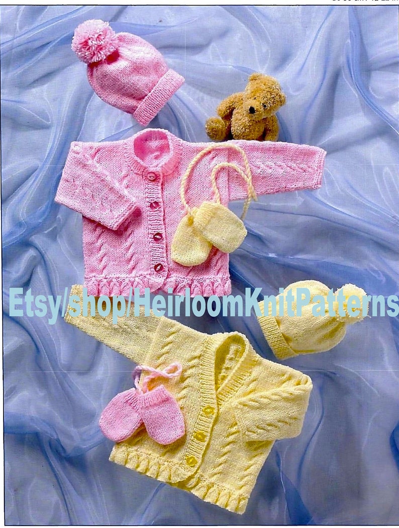 Baby Knitting Pattern PDF Baby Girl Cardigan Hat Mitts - Etsy UK