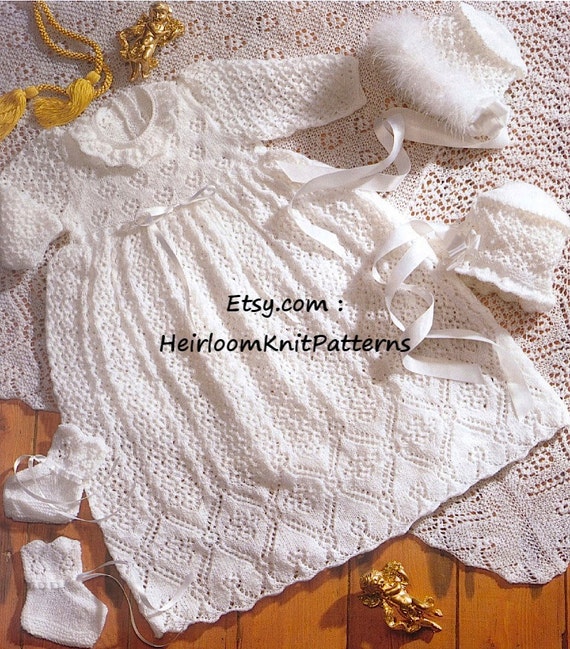 Ensemble de baptême héritage bébé garçon fille vintage tricot