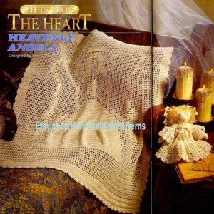 Angels Blanket and Angel Doll Vintage Crochet Pattern PDF Baby Boy Girl Angel Afghan Blanket Wrap Filet Crochet Instant Download PDF - 2360