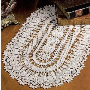 Pineapple Garden Doily Table Runner Vintage Crochet Pattern Oval Pineapple Doily Table Center Row by Row Pattern Instant Download PDF- 3950