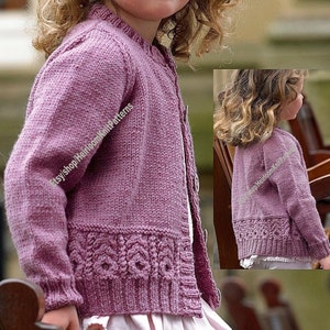 Girl Cardigan With Cable Band Vintage Knitting Pattern Classic Round ...