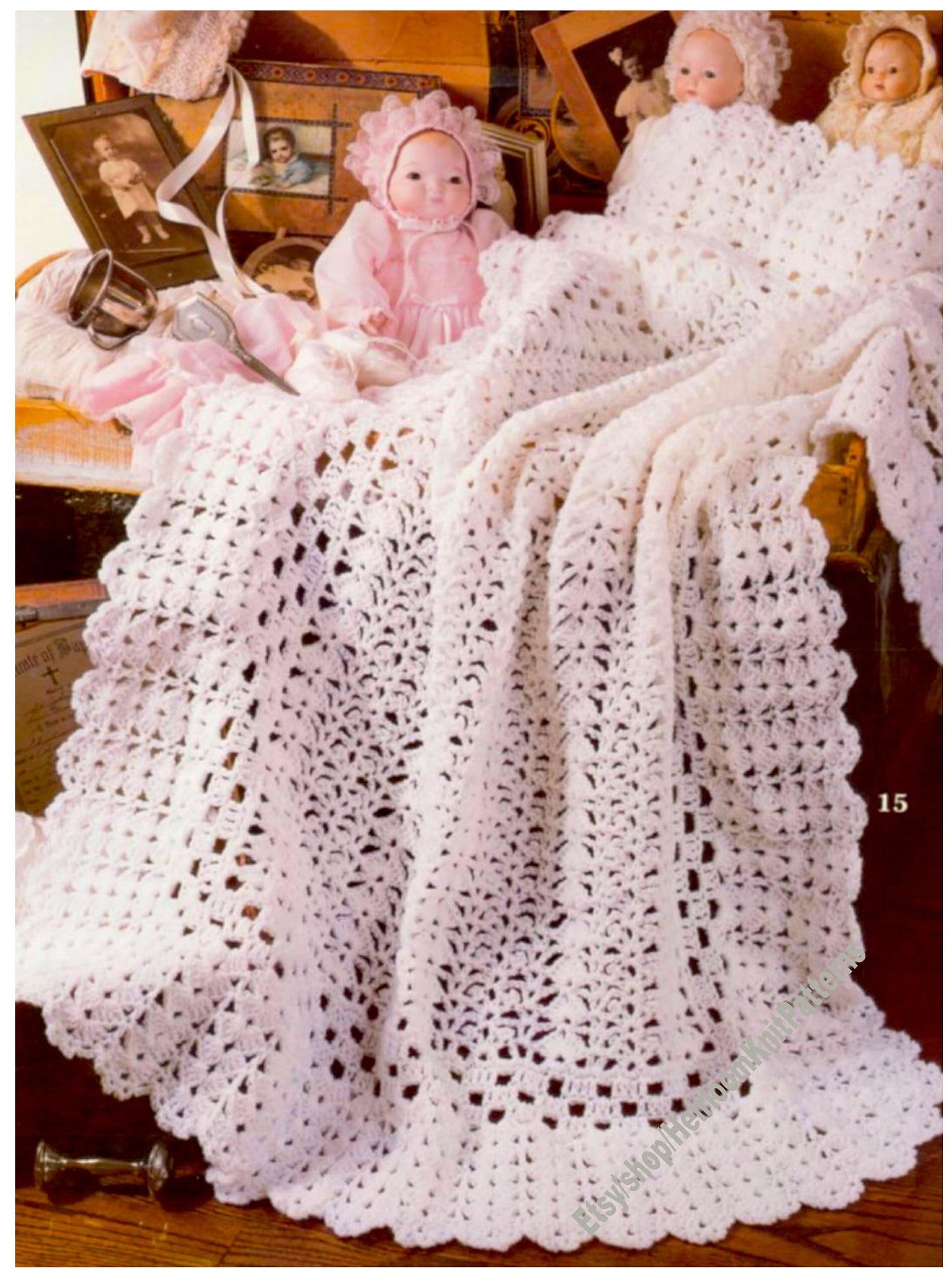 Baby Lacy Blanket With Shell Stitch Edging Vintage Crochet Pattern PDF Boy Girl Afghan Coverlet Christening Shawl Instant Download PDF 2586 Etsy Canada