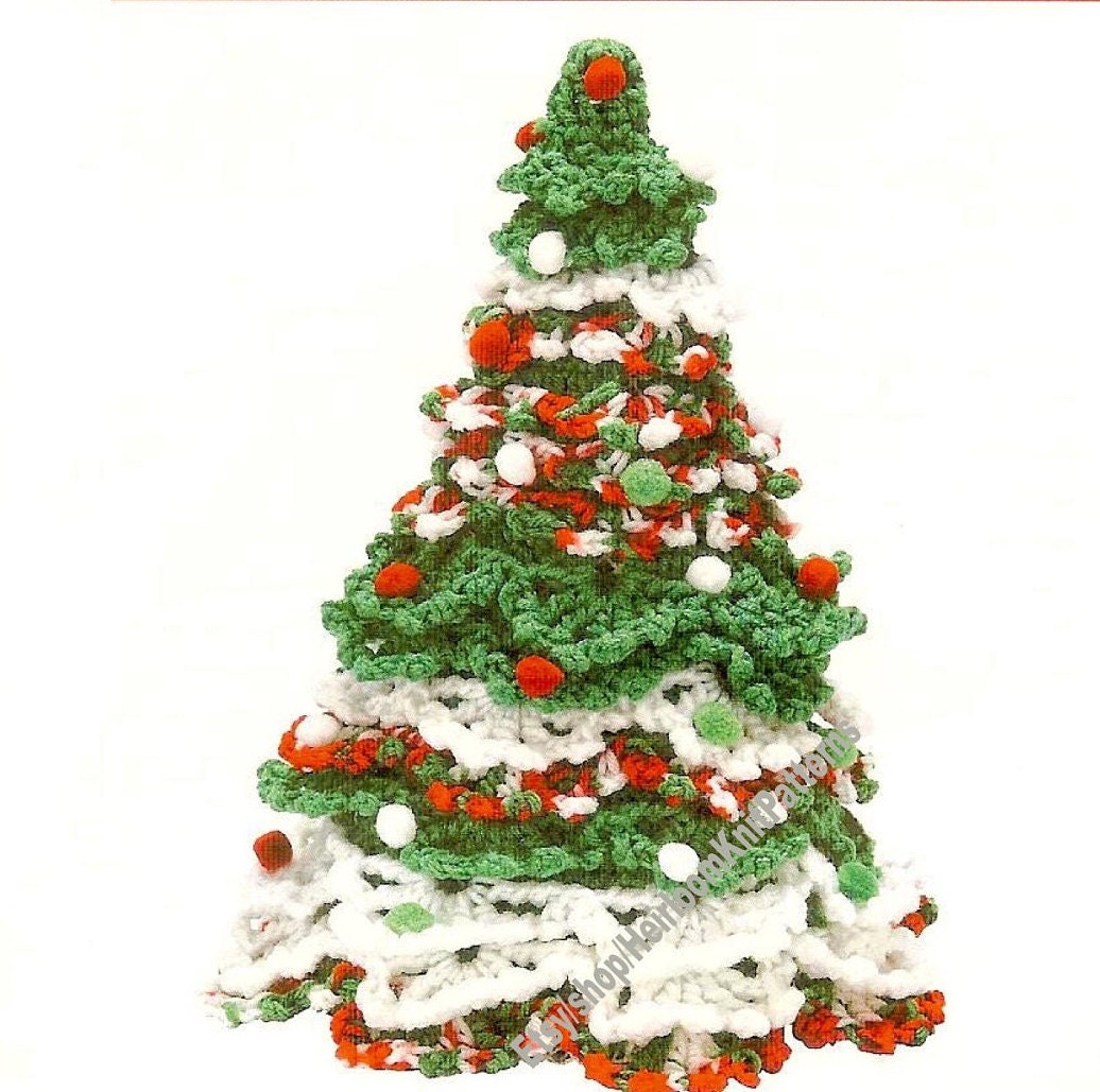 Christmas Delight Tree Vintage Crochet Pattern 12'' Ruffled Xmas Tree Mantel Table Decoration Ornament Gift Idea Instant Download PDF - 3969