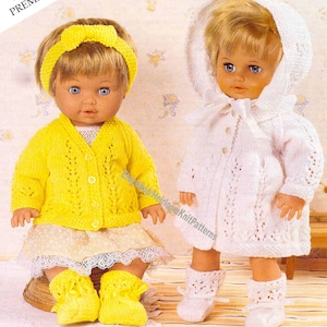5 Pieces Baby Doll Clothes Vintage Knitting Pattern Fits Doll & Preemies Height 12&#39;&#39;- 14&#39;&#39;; 15&#39;&#39;-18&#39;&#39;; 19&#39;&#39;-22&#39;&#39; Instant Download PDF - 2383