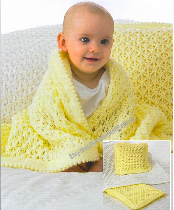 Baby Blankets Cushion Vintage Knitting Pattern Boy Girl Cot Blanket Pram Blanket Afghan Baby Pillow DK 8ply Yarn Instant Download PDF 252 Etsy Canada