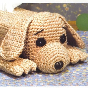 Puppy Tissue Box Cover Holder Vintage Crochet Pattern Very Cute Dog Vanity Tissue Topper Gift Idea Instant Download PDF 3578 image 2