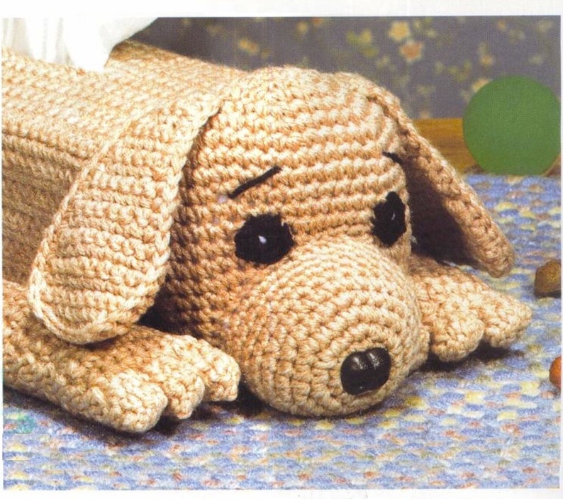 Puppy Tissue Box Cover Holder Vintage Crochet Pattern Very Cute Dog Vanity Tissue Topper Gift Idea Instant Download PDF 3578 image 2