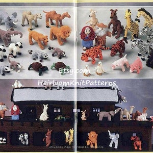 Noah&#39;s Ark Crochet Vintage Crochet Pattern for Tiger Zebra Giraffe Elephant Sheep Lion Camel Pig Rabbit Instant Download PDF - 1005