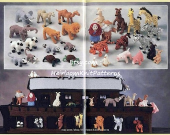 Noah&#39;s Ark Crochet Vintage Crochet Pattern for Tiger Zebra Giraffe Elephant Sheep Lion Camel Pig Rabbit Instant Download PDF - 1005