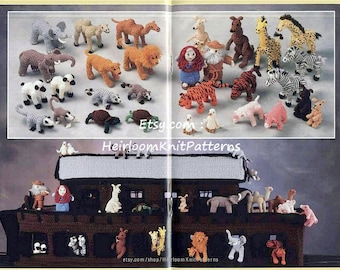 Noah's Ark Crochet Vintage Crochet Pattern for Tiger Zebra Giraffe Elephant Sheep Lion Camel Pig Rabbit Instant Download PDF - 1005