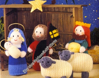 Nativity Set Vintage Knitting Pattern PDF Manger Holiday Decor Centerpiece Christmas Village Amigurumi Toy Gift Instant Download PDF - 3015