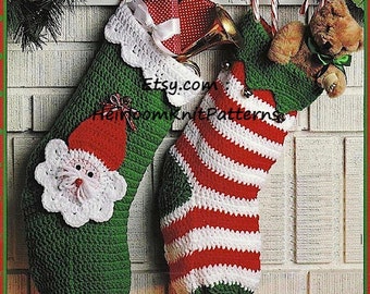 4 Designs Christmas Stockings Crochet Pattern PDF Striped Checked Snowman Santa Stockings Instant Download PDF Christmas Pattern - 1030