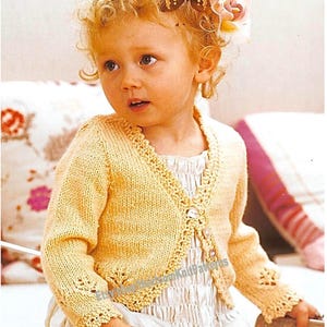 Baby Children&#39;s Girls Gorgeous Bolero Cardigan Vintage Knitting Pattern 18- 26&#39;&#39; 3M- 6yrs DK 8ply yarn Gift Idea Instant Download PDF - 416