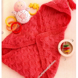 Cosy Baby Bunting Blanket Vintage Knitting Pattern Boy Girl Hooded Cable Soft Wool Swaddle Wrap Afghan Sleeping Bag Instant Download PDF-446
