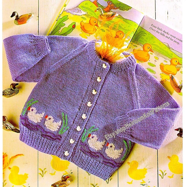 Baby Vintage Strickanleitung Entenmotiv Entenjacke 1; 2; 4 und 6 Jahre DK / 8fach Junge Mädchen Jacke 20 '' - 26 '' Instant Download PDF - 775