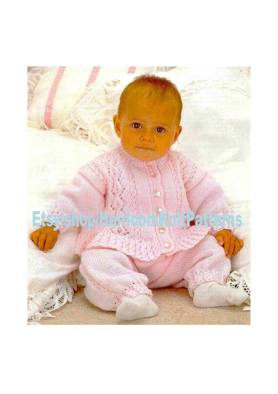 Knitting Pattern-Girls lace panel cardigan /& trousers pattern fits 0-3yrs in DK