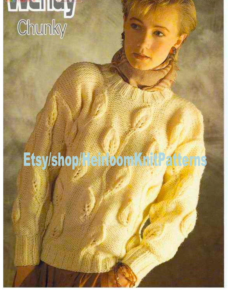 Women S Leaf Sweater Chunky Knitting Pattern Pdf Women S Chunky Jumper Pullover Chunky Bulky Knitting Pattern Instant Download Pdf 2427