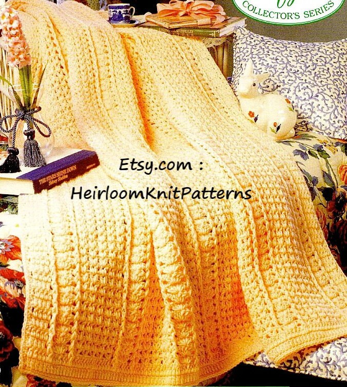 One-Piece Classic Afghan Crochet Pattern PDF Afghan Blanket Quilt Thr…