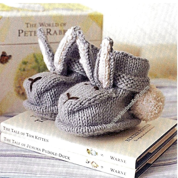 Baby Boy Girl Bunny Bootees Shoes Slippers Vintage DK Knitting Pattern Baby Booties Socks Gift Idea Instant Download Baby PDF Pattern - 186
