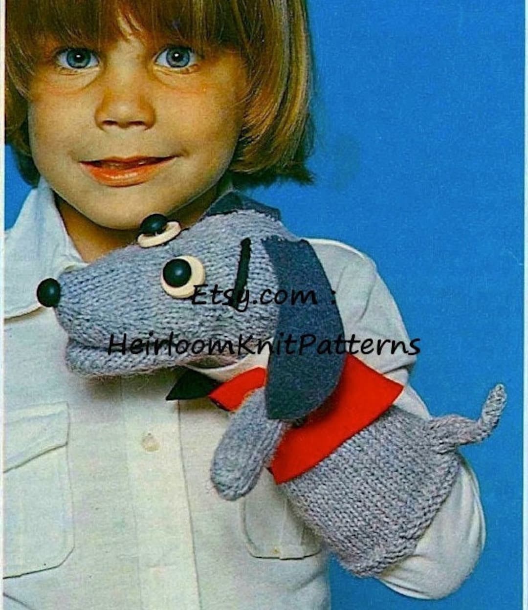 Hush Puppy Glove Puppet Toy Pattern Baby Dog Puppet Vintage Knitting